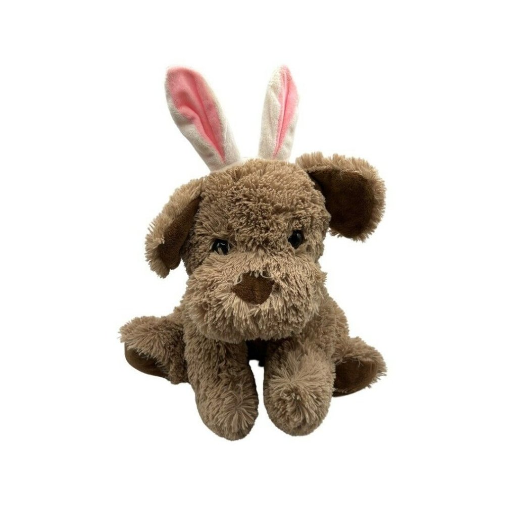 Russell Stover Candy  Tan Puppy Dog Stuffed Plush 10" Easter Bunny Ears Fluffy